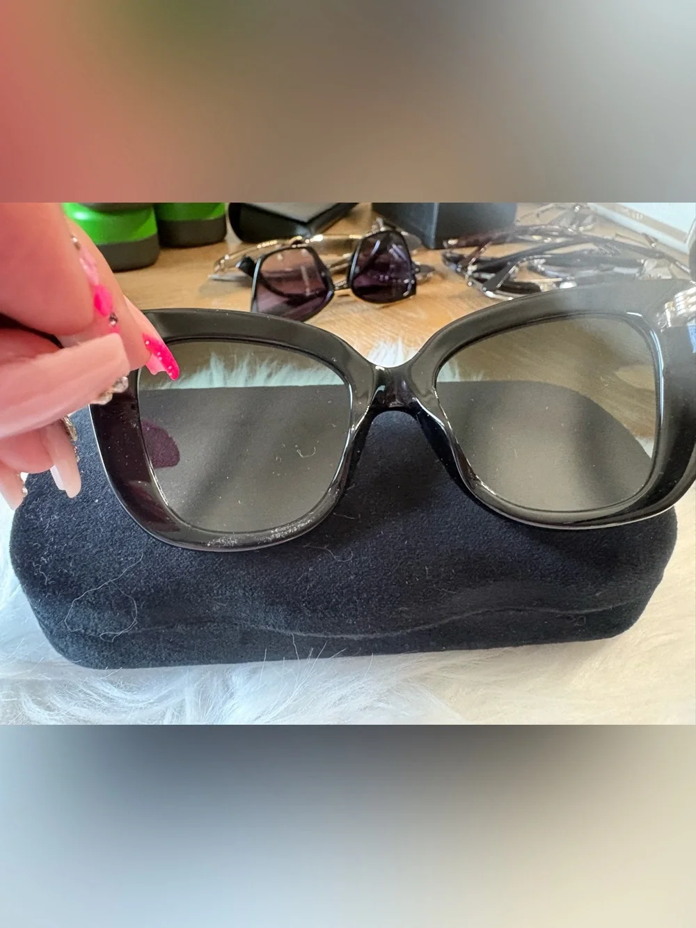 Gucci Glossy Black Oversized Square Women's Sunglasses